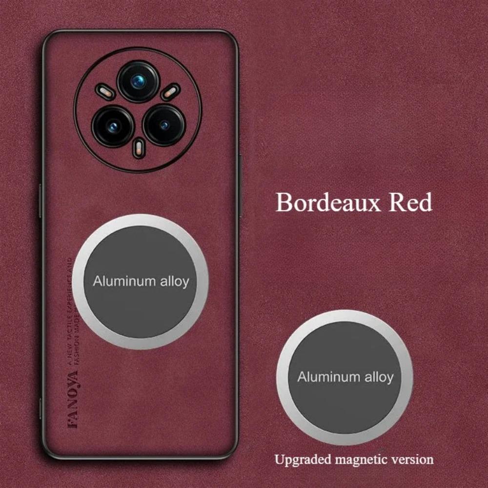 

Leather Metal Magnetic Car Holder Case For Realme 14 Pro Plus 13 12 C75 C65 NOE7 GT7 Pro 5G PU+TPU Retro Protect Cover For Realme14