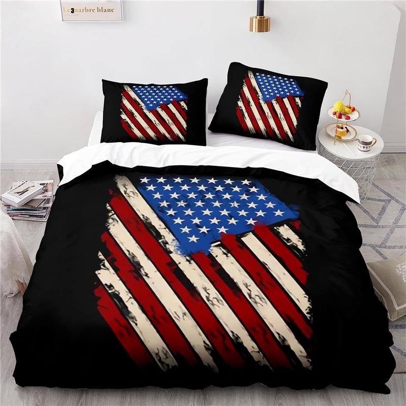 Nový design Americká vlajka 3D Ložní souprava Potisk Povlak na přikrývku Set povlaku na přikrývku s povlakem na polštář Au Eu Us Velikost Twin Full Queen King