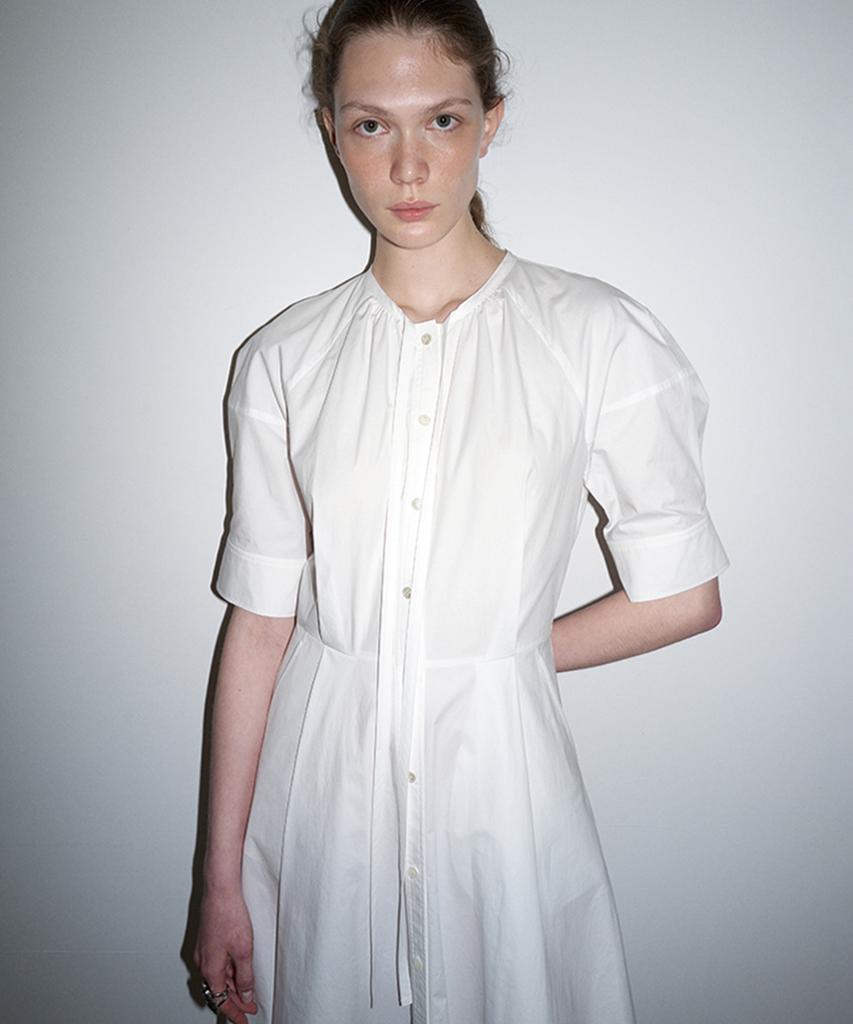 Deolum Tie Neck Dress_White