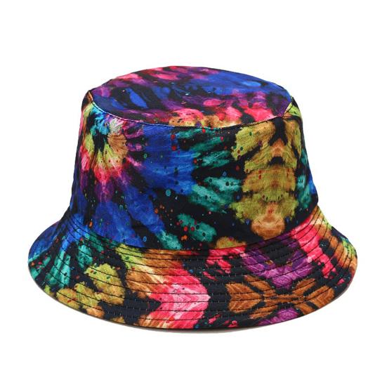 Sun Hat Tie-die Printed Reversible Double-sided Men and Women Bucket Hats for Hunting