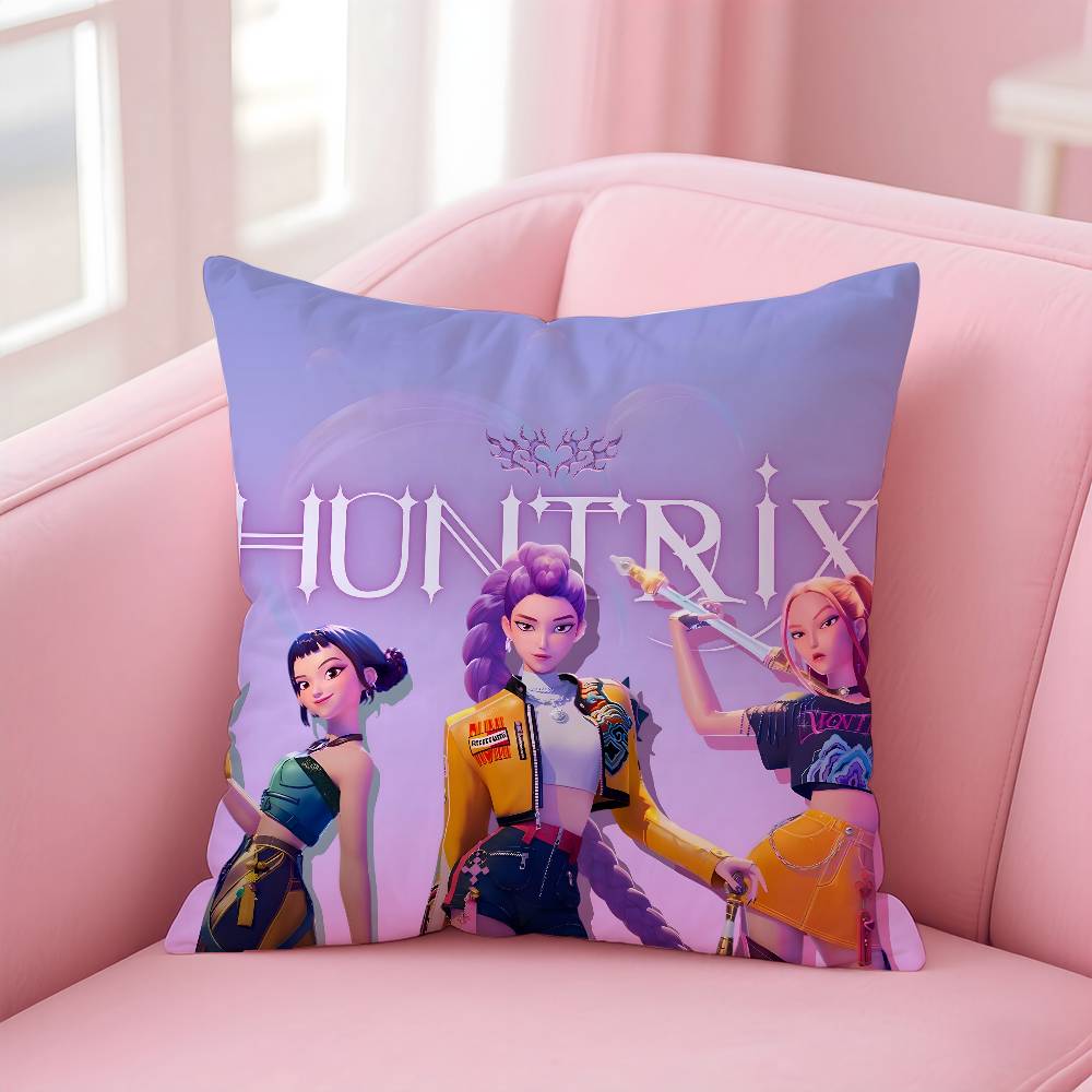Горячий K-pop D-Demon H-Hunters Наволочка Антипылевой клещ Наволочка Невидимая молния Шелковистый короткий плюш Чехол на подушку для дивана 18x18Inch