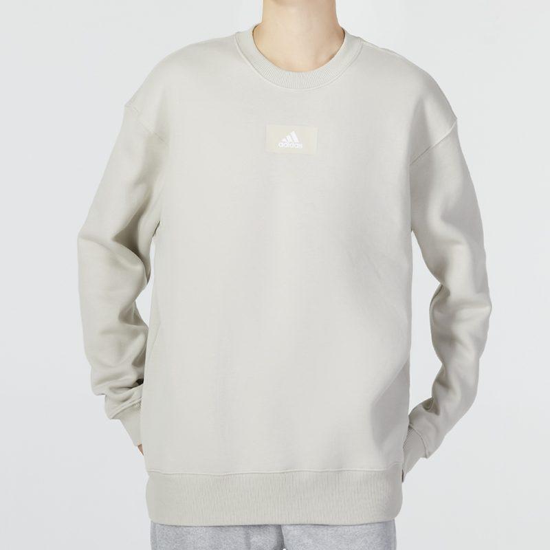 adidas Sweatshirts Men's Khaki Crew Neck Moderate Regular HK0396