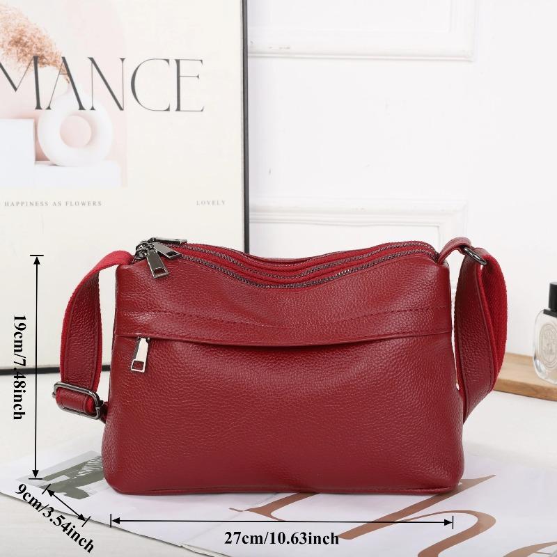 Women's Top-Grain Leather Shoulder Bag - Spacious Underarm Tote for Moms, Practical Commuter Crossbody
