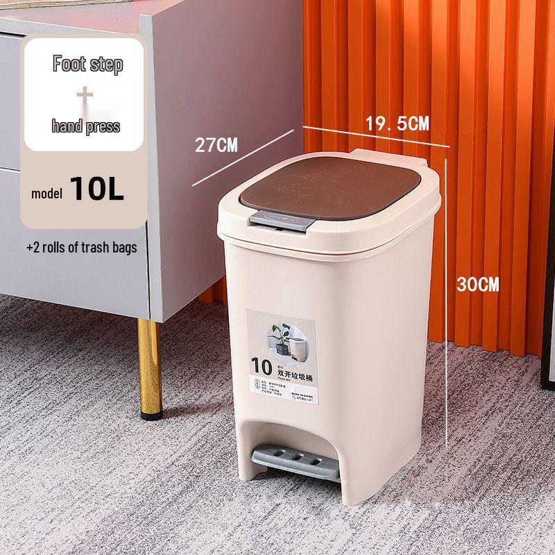 Large Odor-Proof Foot Pedal Trash Can with Lid for Home: Double Opening for Bedroom, Living Room, Kitchen, Bathroom, and Toilet.