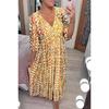 Sommer-Maxikleider für Damen Übergröße Floral Locker V-Ausschnitt Lässig Urlaubs-Strand-Outfit