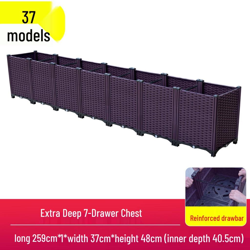 Outdoor Flower & Vegetable Planter: Large Rectangular Plastic Box for Balcony & Rooftop Gardening