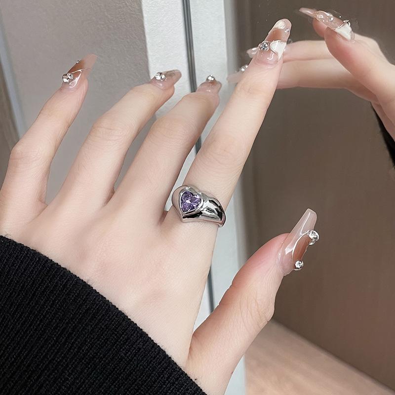

Niche Design Sense Cold Wind Simple Personality French Stacked Open Ring Love Light Luxury Ring Adjustable opening