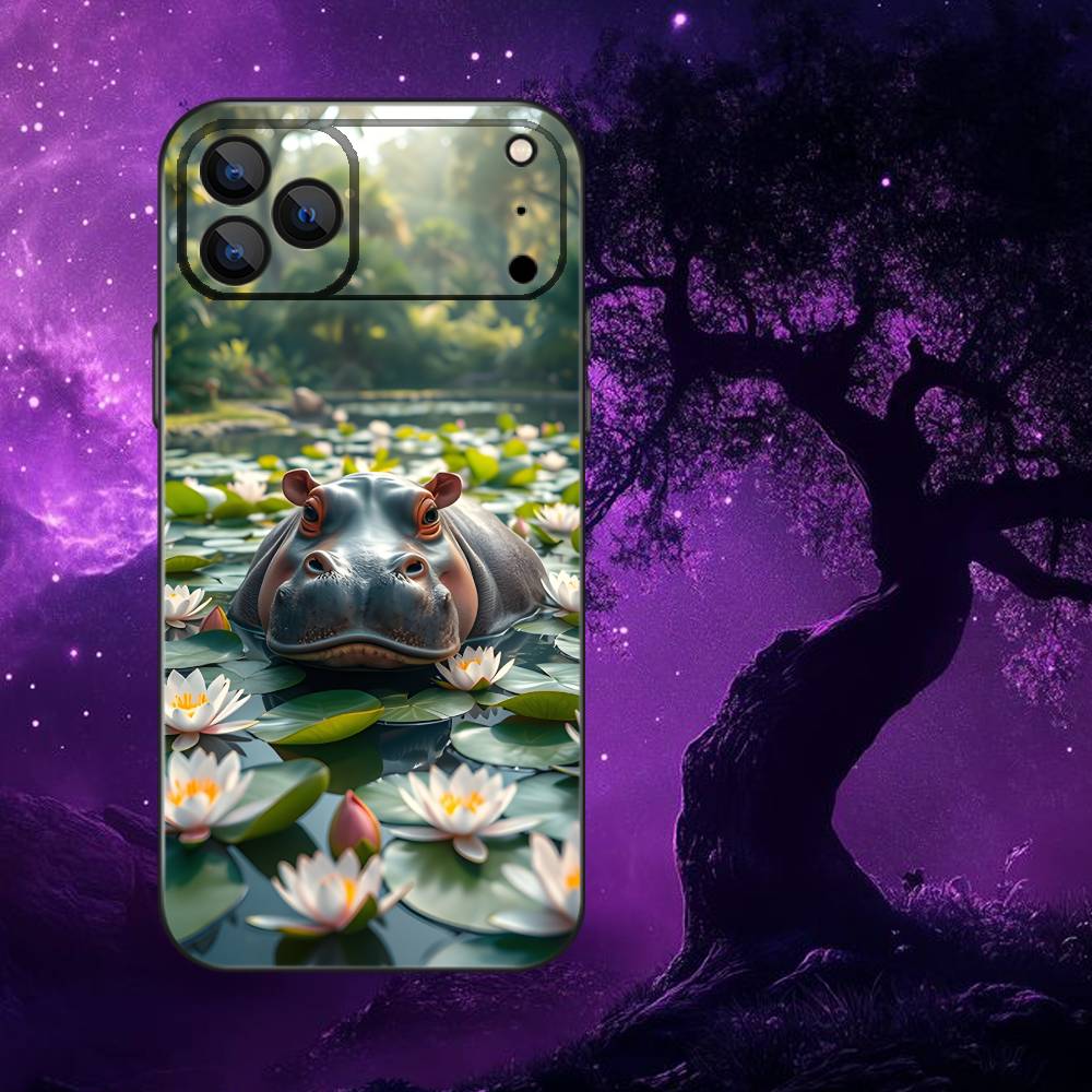 Cute Hippo Hippopotamus  Phone Case For iPhone 17,16,15,14,13,12,11,Pro,Max,Plus,E,Air,Mini Protective TPU Cover
