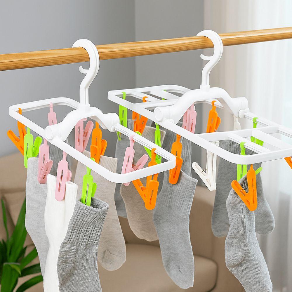 Foldable Underwear Drying Rack Plastic Laundry Clip Multifunctional Clothes Hanger  Bathroom