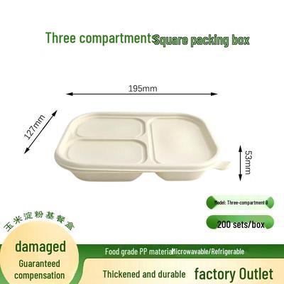 Boîte repas biodégradable ZL à 3 compartiments en amidon de maïs