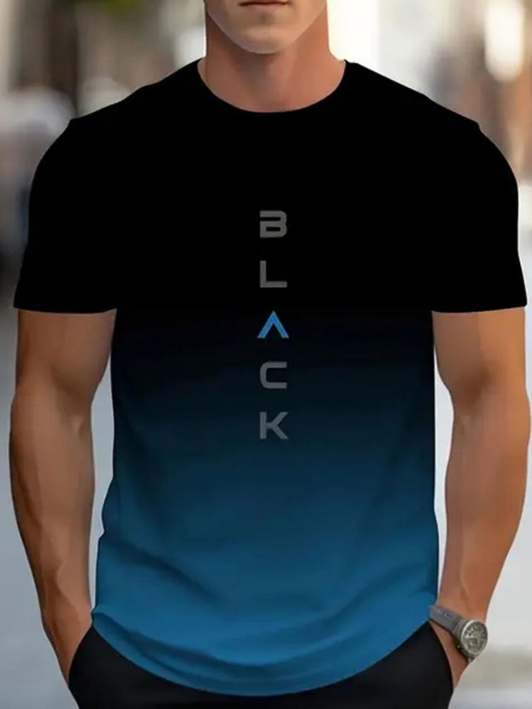 Simple Printed Men's Fashion Loose-fit T-shirt, Summer Outdoor Breathable Men's Top