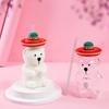 Kids Cute Bear Glass Cup For Starbucks Milk Coffee Mugs Transparent Glasses Juice Straw Water Bottle With Silicone Lid Drinkware