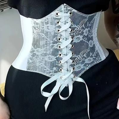 Flower Embroidery Slimming Body Waist Belts Transparent Lace Women's Cummerbunds  Versatile Dress