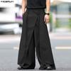 Pantalones Palazzo Largos Casuales para Hombre con Cremallera en la Cintura y Capas Delanteras