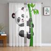 Baby Panda Sitting Among Bamboo Stem Tulle Sheer Curtains for Living Room Bedroom Kitchen Decoration Voile Organza Curtains