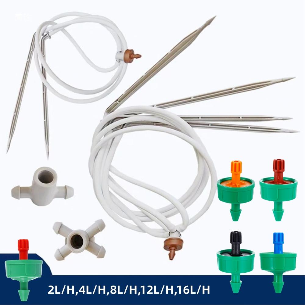 200Pcs Pressure Compensated Drippers 2/4/8/12/16 L/H Garden Greenhouse Drip Irrigation System 6mm Flat Interface Micro-Sprinkler