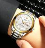 UTHAI  New Men's Watch Fashion Trend Double Calendarstainless Steel Stripr Quartz Watch Clock Gift