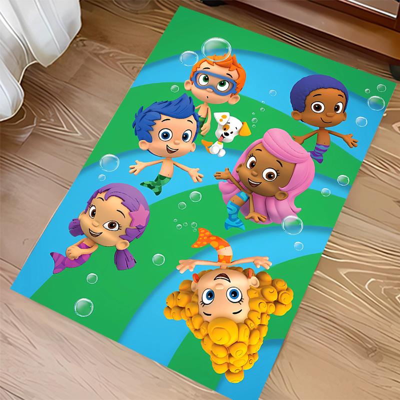 1pc Bubble Guppies Print Area Rug - Soft,Washable Non-Slip Indoor Mat for Office Chairs,Living Room,Home Office Decorative Rug