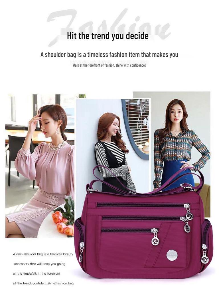 Korean Style Nylon Multi-Compartment Women's Casual Crossbody Bag with Large Capacity