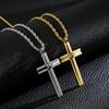 Trendy Pendant Necklaces for Men Metal Cross Stainless Steel Link Chain Accessories Irregularly Male Choker Shiny Jewelry