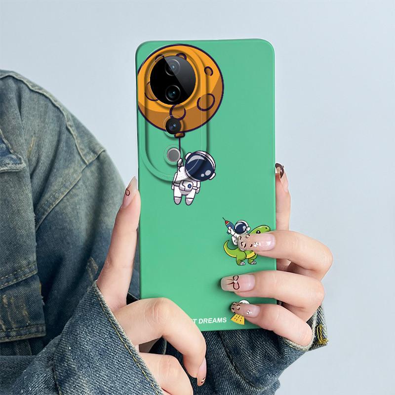 Case for Vivo V40 Pro 5G Matte Soft Silicone Cute Astronaut Protection Bumper Shells for Vivo V40 V 40Pro V 40 5G Phone Covers