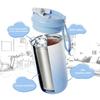 450ml Straw Coffee Cup Stainless Steel Thermos Mug Gradient Leak-Proof Thermos Bottle Portable Travel Vacuum Flask Insulated Cup