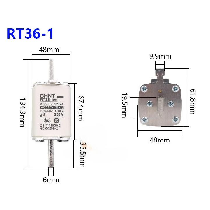 CHINT Fuse Core RT36-00 20A 25A 32A 40A 50A 63A 80A 100A 125A 160A 200A 250A 300A Ceramic Fuse Link RT36-2 RT36-1 RT36-3