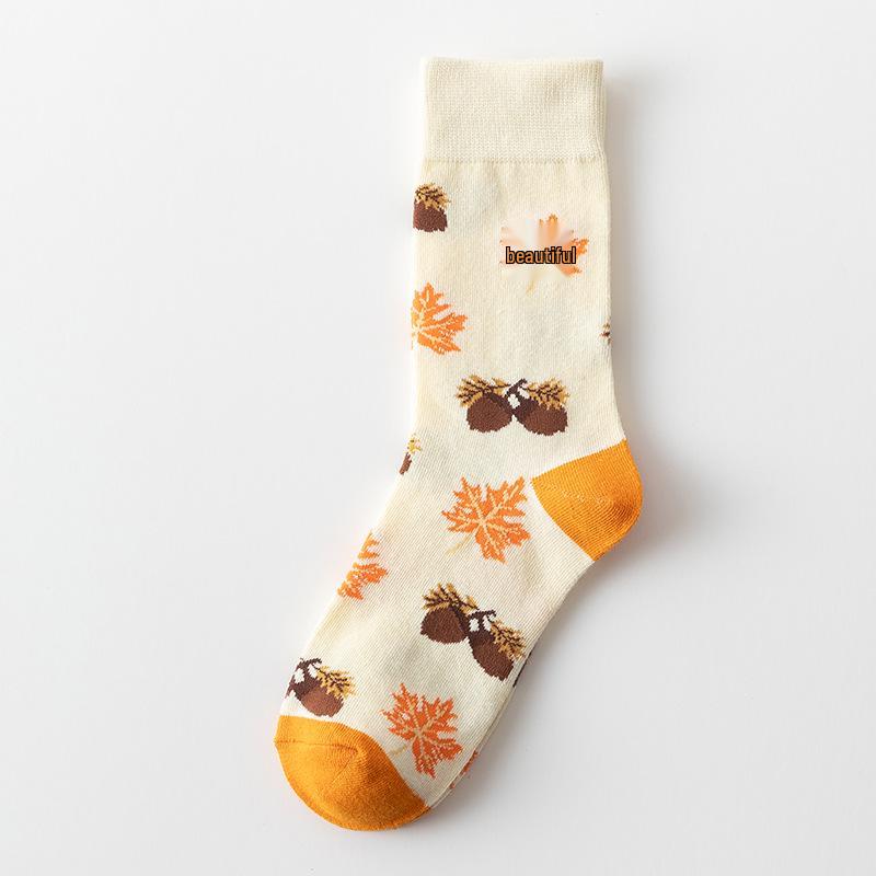 European & American Halloween Cartoon Socks: Pumpkin & Squirrel Mid-Calf Cotton for Men & Women