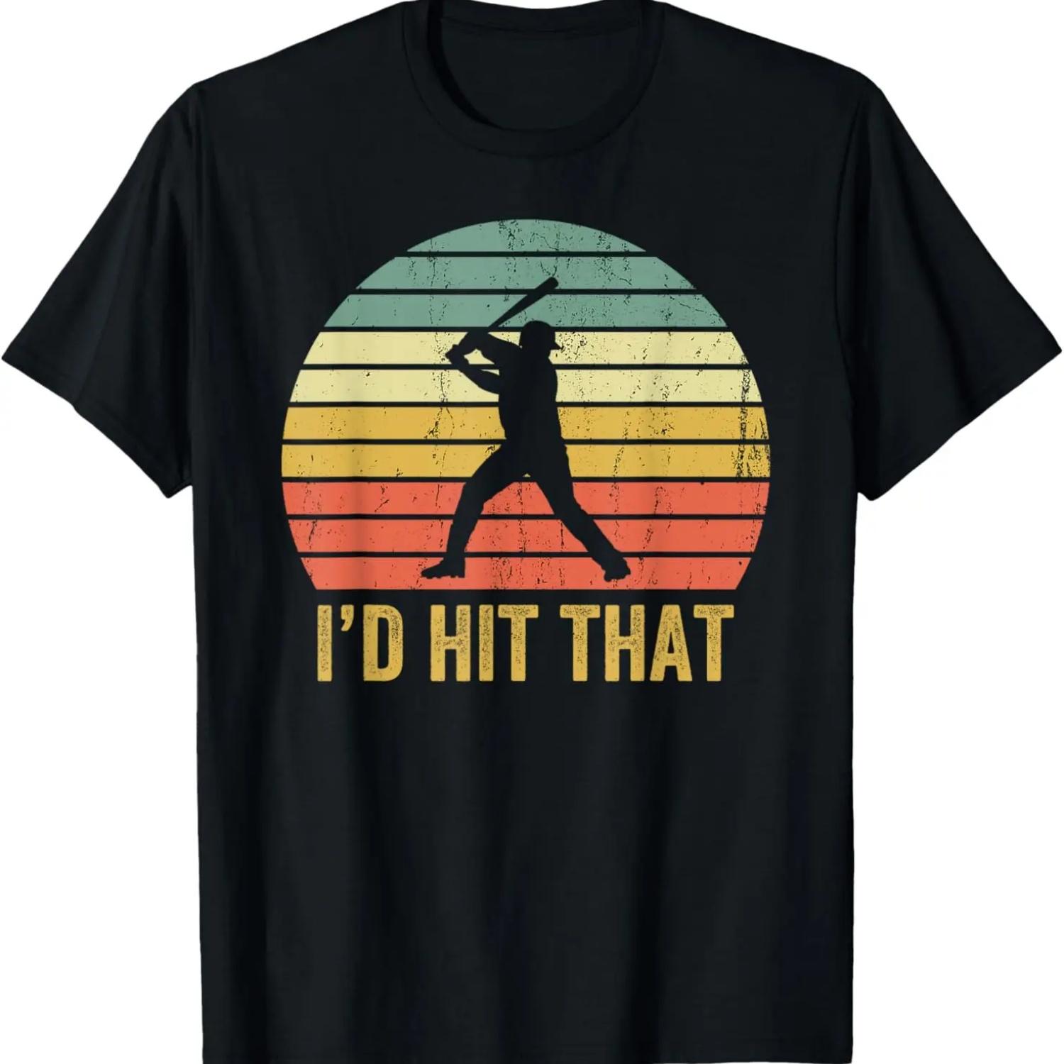 Vintage Baseball Player Funny I d Hit That Batter Sport T-Shirt XXXXXL чёрный