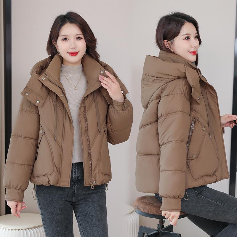 Fashionable Short Hooded Down Cotton Jacket for Women 2025 Winter New Age-reducing Slimming Versatile Thickened Padded Jacket