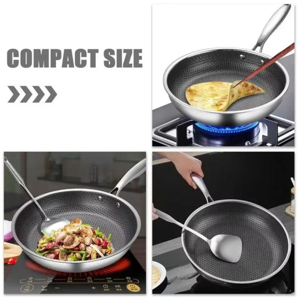 Durable Stainless Steel Frying Pan Non-coated Surface Steak Cookware Non Stick Wok  Gas Cooker