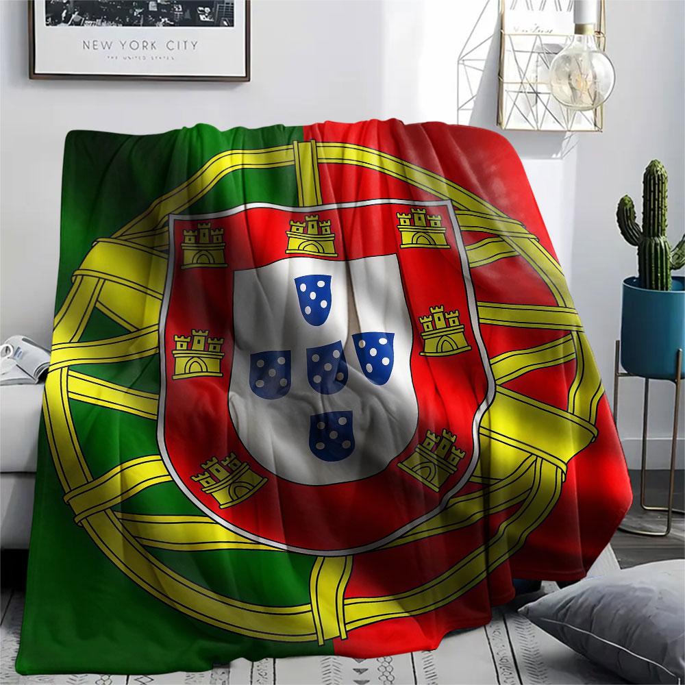 1PC Portugal National Football Team Patterned Flannel Blanket Suitable For All Seasons for Home Decor Warmth and Comfort Gifts Holiday Present