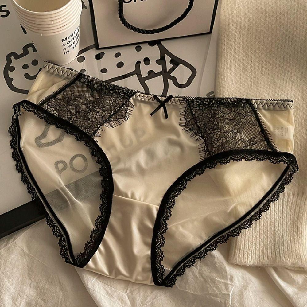 Briefs Bow Lace Panties Middle Waist Lace Briefs Temptation Sexy Panties Girl