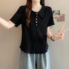 Plus Size Women's Summer Fashion Fashion Sweet Colorful Button Short-sleeved T-shirt Women