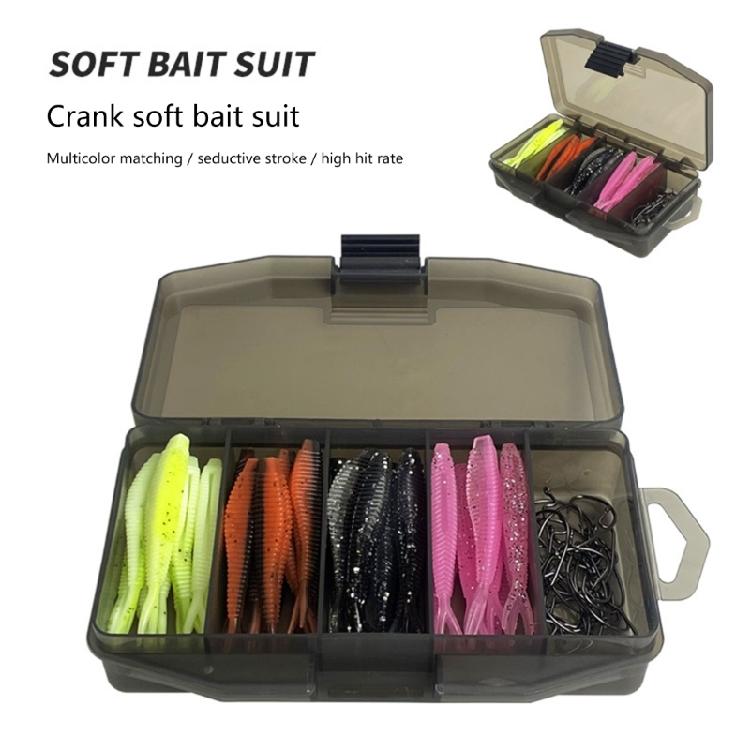 61Pcs Soft Lures Trouts Ribbon Fishing Lures Soft Colorful Fork Tail Swimbaits