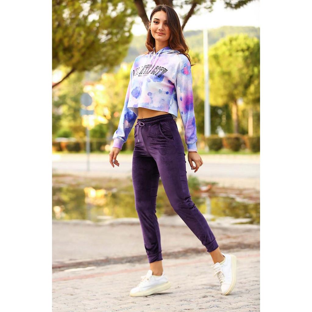 Pantalón de chándal morado de terciopelo para mujer comprar a buen precio —  entrega gratuita, reseñas reales con fotos — Joom