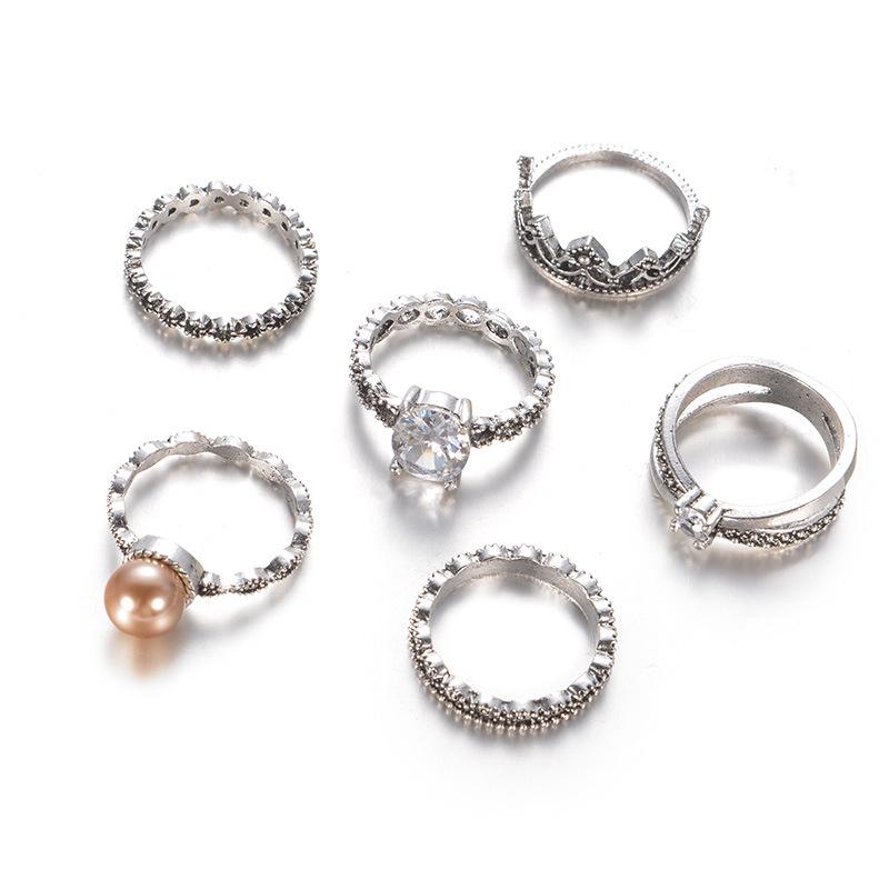 Accessories, Vintage Zircon Gemstone Ring Set 6-Piece Ring White Gemstone Ring