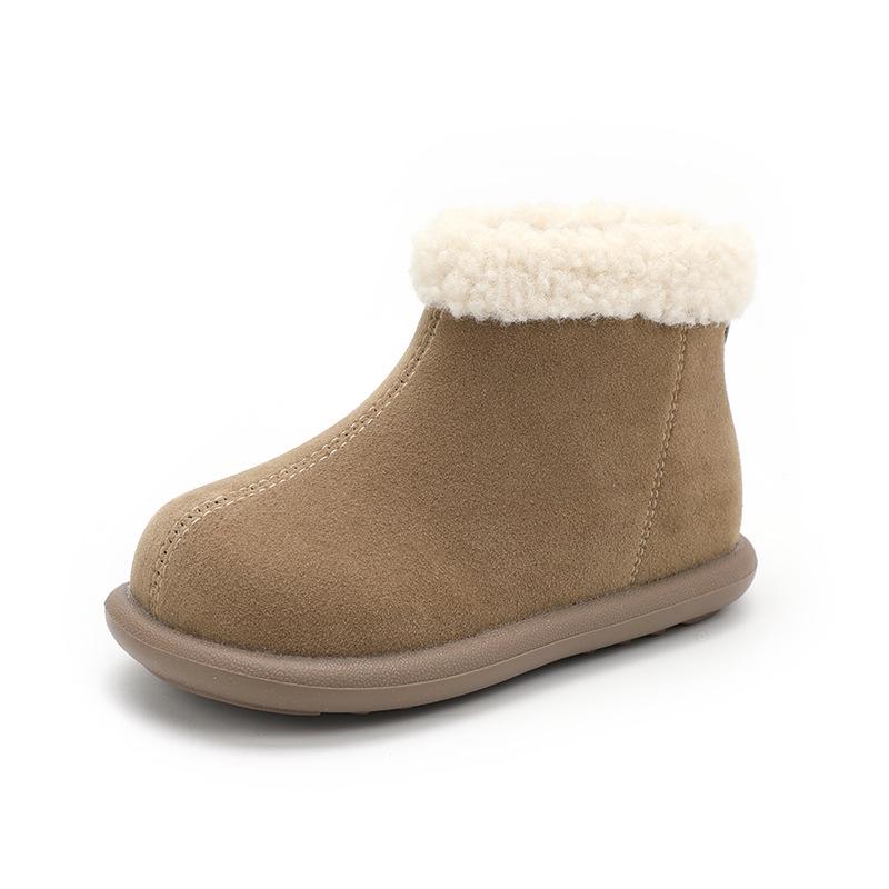 2025 Winter Girls' Thick Cotton Lambswool Boots - Warm, Short Martin Style for Mid-to-Large Children