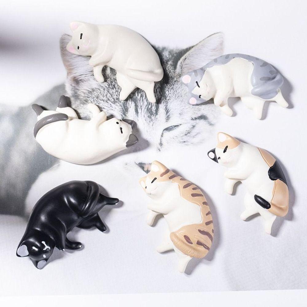 Cute Simulated Cat Fridge Ornaments Resin Lazy Cat Miniatures 6 Styles Cat Resin  Accessories  Car
