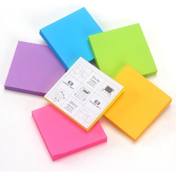 Early Buy Sticky Notes 6 Bright Color 6 Pads Self-Stick Notes 3 in x 3 in, 100 Sheets/Pad