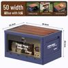 XL Folding Outdoor Storage Box with Wood Lid & Side Opening for Camping & Car Trunk Organization