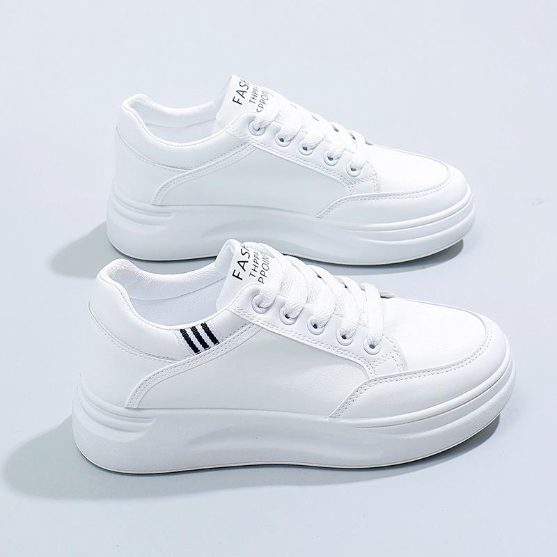 Women's Shoes 2025 New Spring and Autumn Thick-soled Leather Muffin Small Man Versatile Casual Versatile Muffin Small White Shoes Women