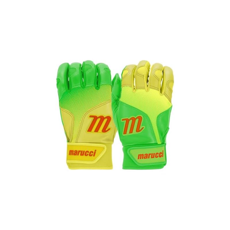 MARUCCI PWR Fade Youth Batting Gloves, Lime Green/Yellow, YS.