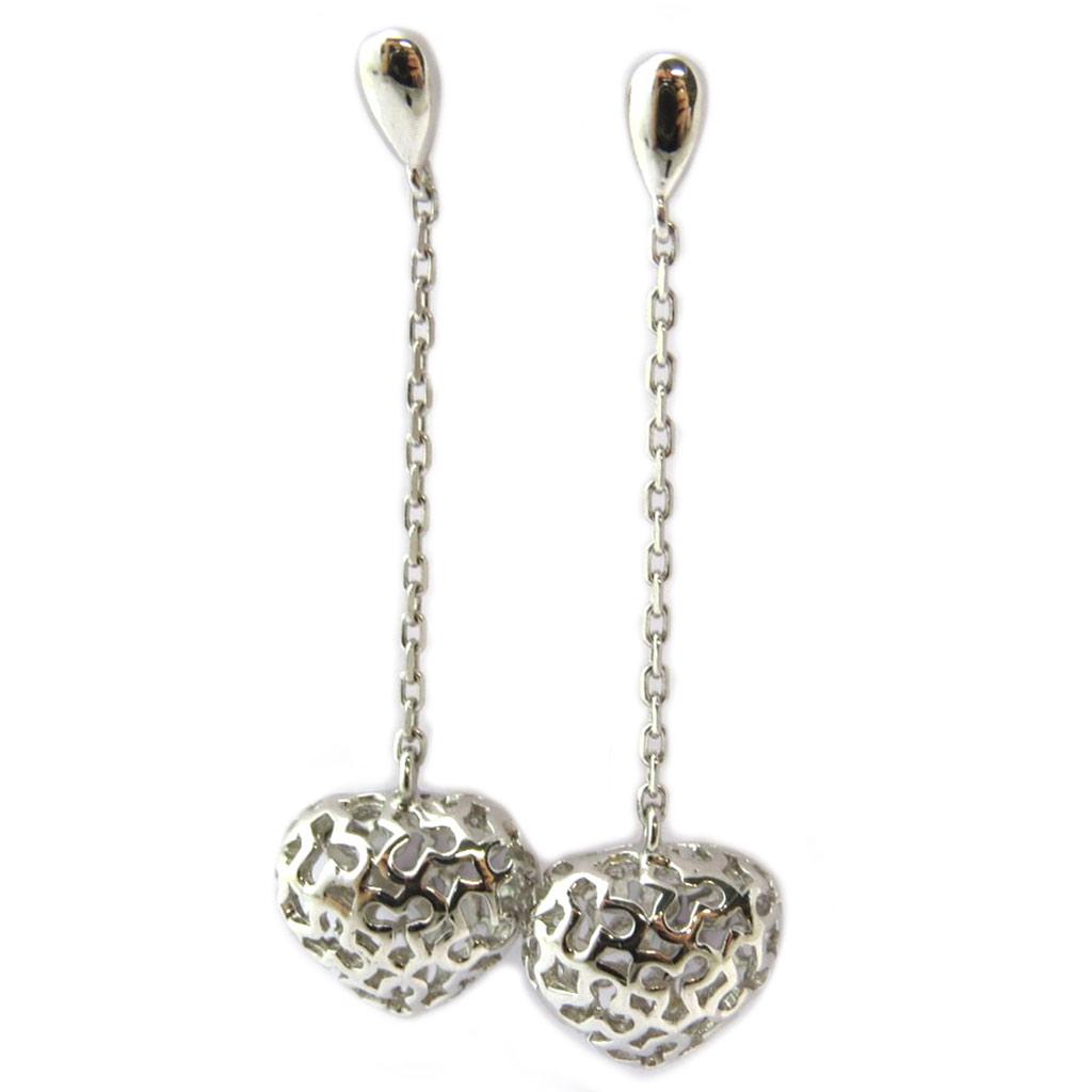 Les Trésors De Lily [P2413] - White 'Love' Silver Earrings (rhodium-plated) - 40x12 Mm