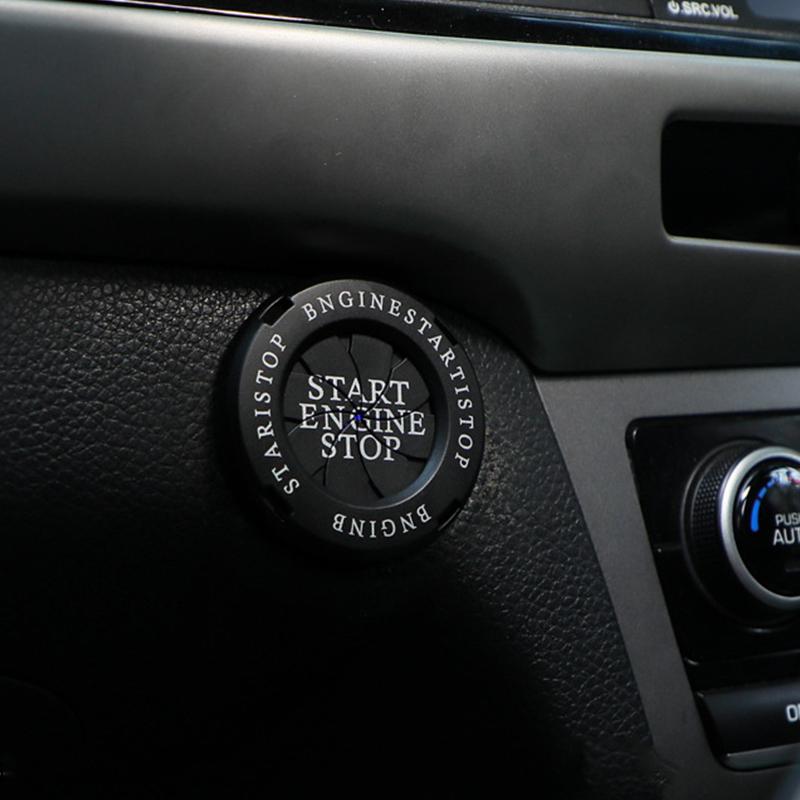 Engine Start Stop Button Cover Protective Anti Scratch Spin Design Universal One Key Start Button Trim Black