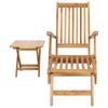Folding Deck Chair with Table Natural Solid Teak Wood
