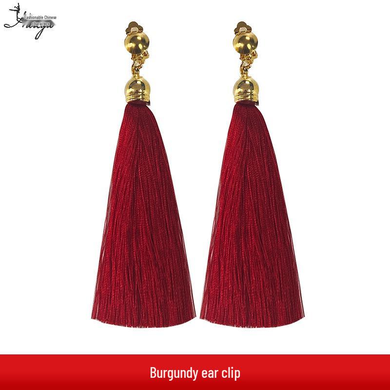 Huayu Dance Earrings: Square, Latin, Belly & Indian Dance Tassel Performance Jewelry