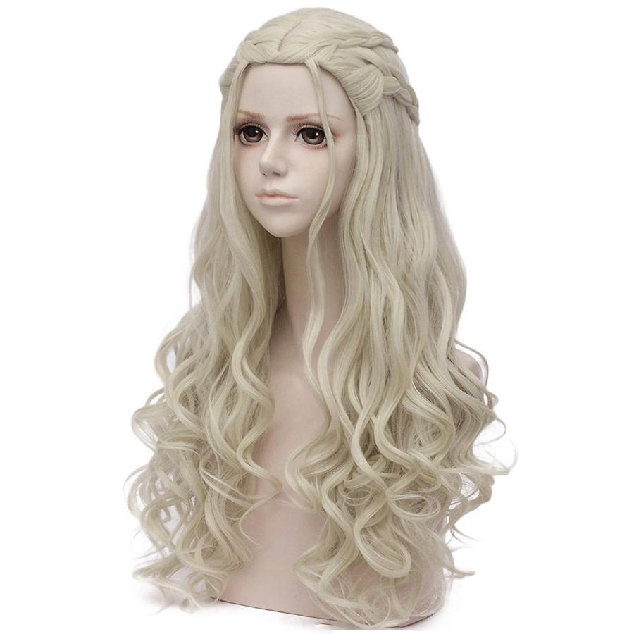 HAIRJOY Women Blonde Cosplay Wig Synthetic Hair Wigs Long Curly Braided Costume Queen Wig Halloween Wig