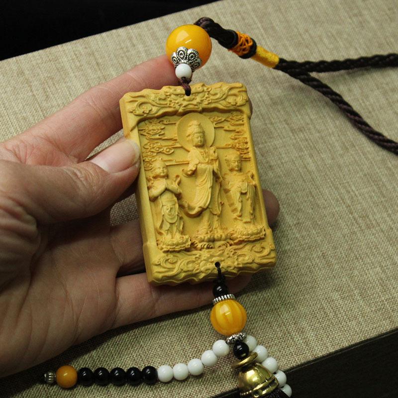 Wood Carving Guanyin, God of Wealth  Sculptures and Figurines High-quality Portable Home Room Office Wealth Luck Feng Shui Decor