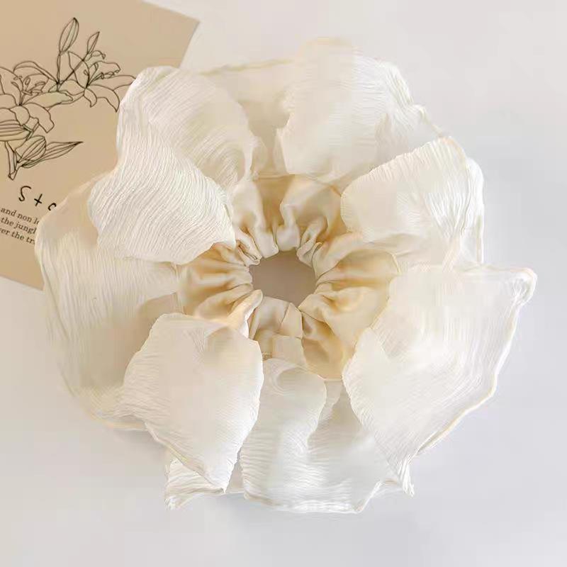 Korean Style Red & Blue Color Block Plaid Hair Tie – Cute Childlike Large Scrunchie